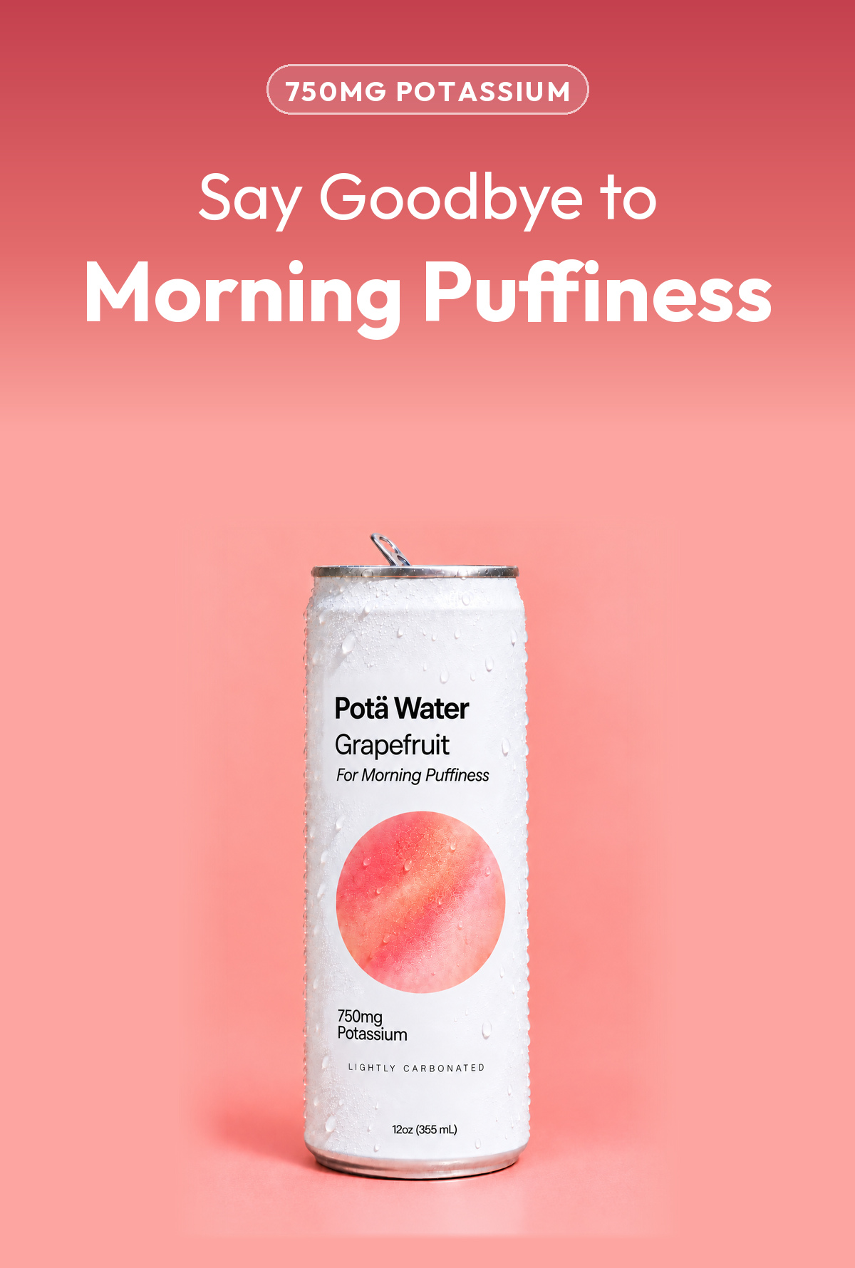 Pota Water Lemon can with a glass of sparkling water